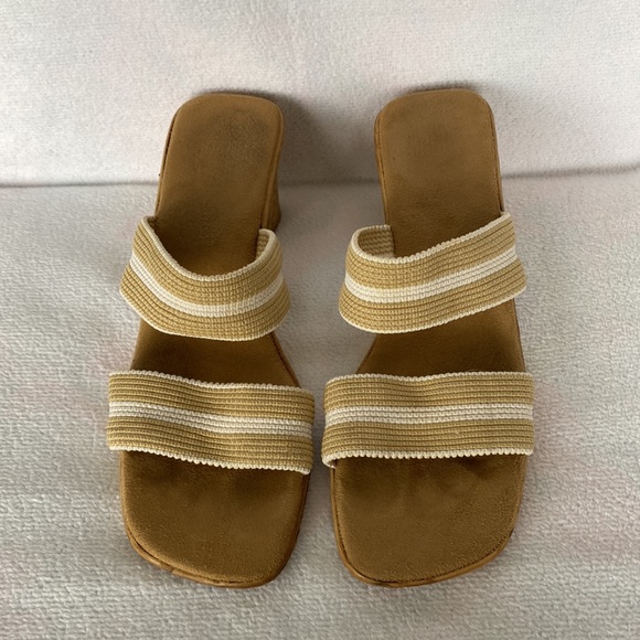 Square Toe, Block Heel, Elastic Strap Slide Sandal - Picture 2 of 15